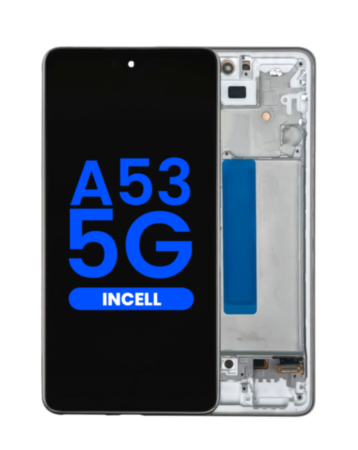 Order the LCD Assembly in Awesome White, Aftermarket Incell, with Frame for Galaxy A53 5G, model A536 from 2022, 6.46 inches, without Fingerprint Sensor.
