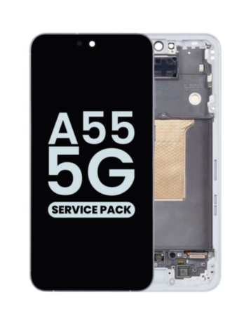 Stock up on the OLED assembly with frame for the Galaxy A55 5G 2024 in Awesome Ice Blue, service pack.