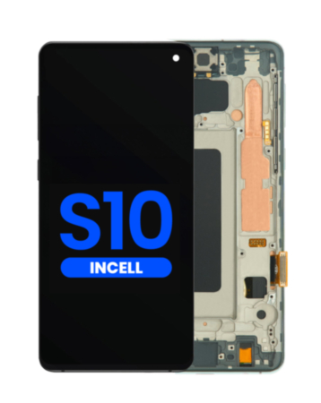 Buy the LCD assembly with frame for Galaxy S10 G973 without fingerprint sensor in Prism Green, aftermarket Incell.
