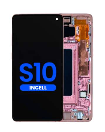 Shop the LCD assembly with frame for Galaxy S10 G973 without fingerprint sensor in Flamingo Pink, aftermarket Incell.