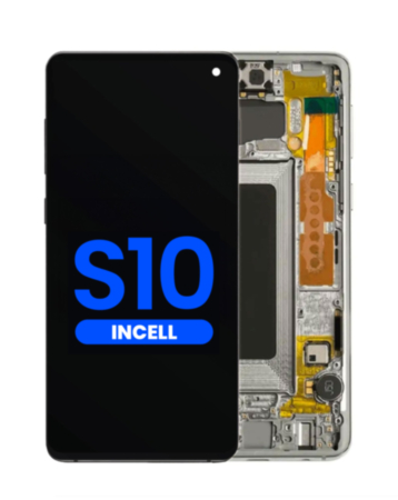 Order the LCD assembly with frame for Galaxy S10 G973 without fingerprint sensor in Prism White, aftermarket Incell.