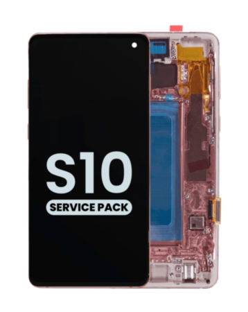 Buy the OLED assembly with frame for Galaxy S10 G973 in Flamingo Pink, service pack.