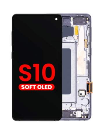 Purchase the OLED assembly with frame for Galaxy S10 G973 in Prism Black, aftermarket OLED.