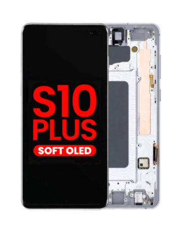 OLED Assembly with Frame for Galaxy S10 Plus (G975) (WHITE) (Aftermarket OLED)