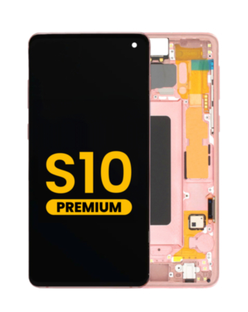 Buy the OLED assembly with frame for Galaxy S10 G973 in Flamingo Pink, premium.