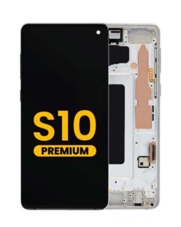 Grab wholesale deals on the OLED assembly with frame for Galaxy S10 G973 in Prism White, premium.
