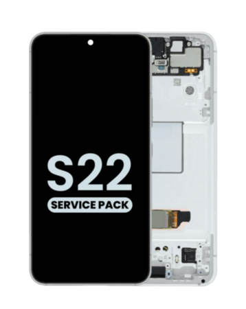 Buy the OLED Assembly with Frame for the Galaxy S22 S901 in Phantom White, Service Pack.
