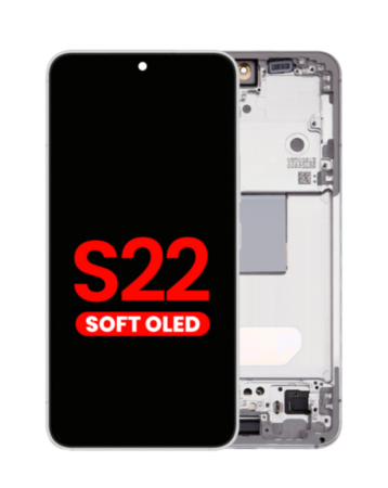 OLED Assembly with Frame for Galaxy S22 (S901) (White) (Aftermarket Plus Soft)
