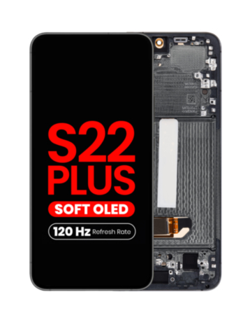 OLED Assembly with Frame for Galaxy S22 Plus (S906) (Phantom Black) (Aftermarket Pro Soft / 120Hz)