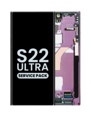 Grab the wholesale deals on the OLED assembly with frame for Galaxy S22 Ultra S908 in burgundy. Service pack.