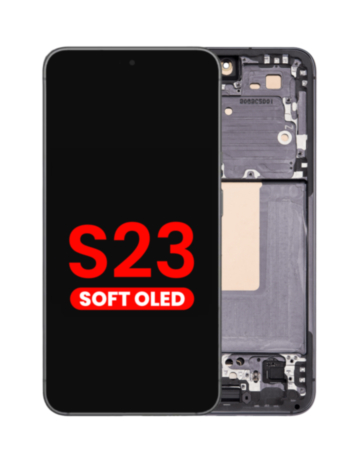 OLED Assembly with Frame for Galaxy S23 (S911) (Phantom Black) (Aftermarket Plus Soft)