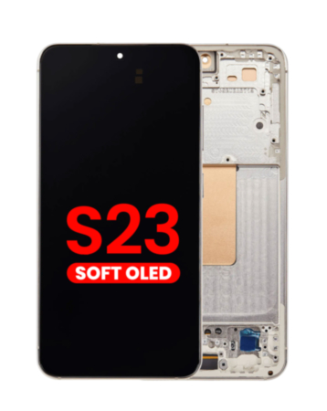 OLED Assembly with Frame for Galaxy S23 (S911) (Cream) (Aftermarket Plus Soft)