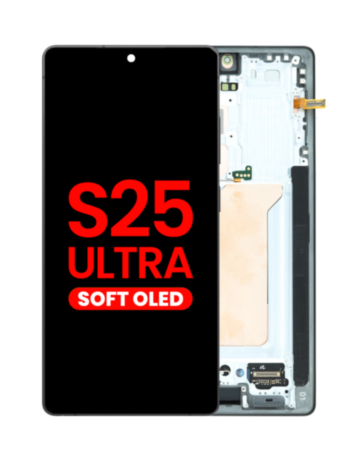 OLED Assembly with Frame for Galaxy S25 Ultra (S938) (Titanium Black) (Aftermarket Plus Soft)