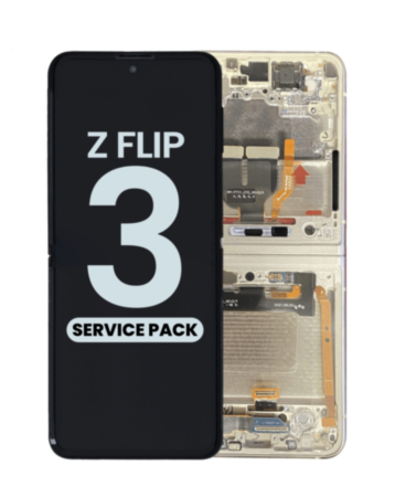 OLED Assembly with Frame for Galaxy Z Flip 3 F711 (CREAM) (US and International) (Service Pack)