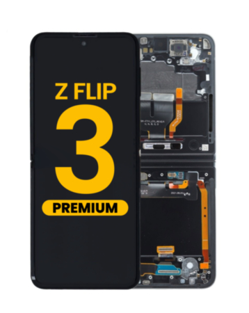 OLED Assembly with Frame for Galaxy Z Flip 3 F711 (PHANTOM BLACK) (US & International) (Premium)