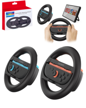 Dobe Steering Wheel for Nintendo Joy-Con 1 and 2 Controllers (2 Piece Set) (Only Ground Shipping)