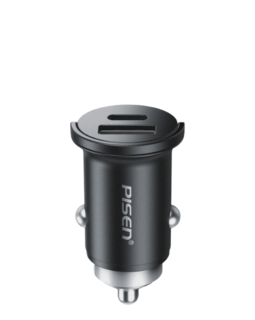 PISEN Quick Type-C + USB-A Mini Car Charger Set with USB C-C Cable (30W) (3ft) (Only Ground Shipping)