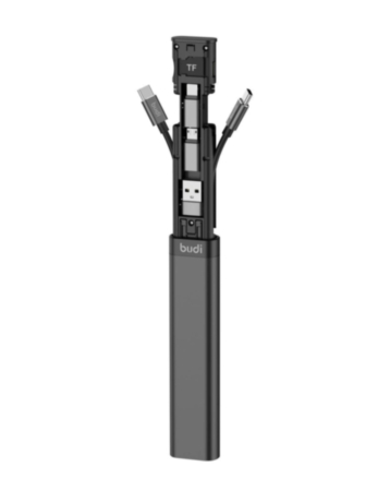 Budi 9 in 1 Essential Travel Charging & Data Sync Cable Stick - BLACK (Only Ground Shipping)