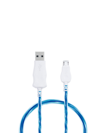 Visible USB A-M Flowing LED Fast Charging Cable (BLUE) (3ft) (5W) (Only Ground Shipping)
