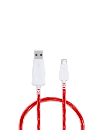 Visible USB A-M Flowing LED Fast Charging Cable (RED) (3ft) (5W) (Only Ground Shipping)