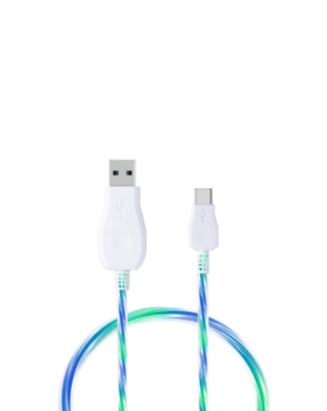 Visible USB A-L Non-MFI Glowing LED Fast Charging Cable (BLUE & GREEN) (3ft) (10W) (Only Ground Shipping)