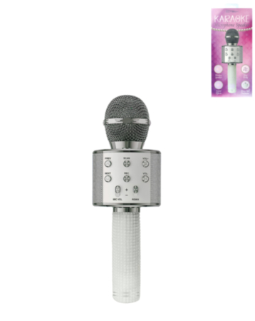 Shiny Karaoke Microphone Speaker with Disco Ball Insert - WHITE PEARLS (Only Ground Shipping)