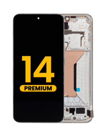 OLED Assembly with Frame for Xiaomi 14 (White) (Premium)