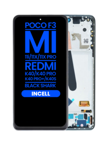 LCD Assembly with Frame for Xiaomi Poco F3 / MI 11i / MI 11X / MI 11X Pro / Redmi K40 / K40 Pro / K40 Pro+ / K40S / Black Shark (Aftermarket Incell)