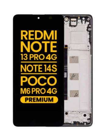 OLED Assembly with Frame for Xiaomi Redmi Note 13 Pro 4G / Xiaomi Poco M6 Pro 4G / Xiaomi Redmi Note 14S (Midnight Black) (Premium)