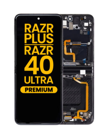 Main OLED Assembly with Frame for Motorola Moto Razr+ / Razr 40 Ultra (XT2321-3 / 2023) (INFINITE BLACK) (Premium)