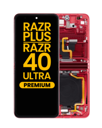 Main OLED Assembly with Frame for Motorola Moto Razr+ / Razr 40 Ultra (XT2321-3 / 2023) (VIVA MAGENTA) (Premium)