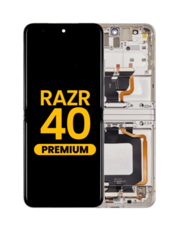 OLED Assembly with Frame for Motorola Moto Razr 40 (XT2323-3 / 2023) (VANILLA CREAM) (Premium)