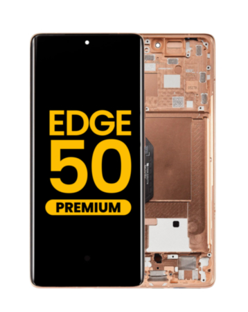 OLED Assembly with Frame for Motorola Moto Edge 50 (XT2407-3 / 2024) (PEACH FUZZ) (Premium)