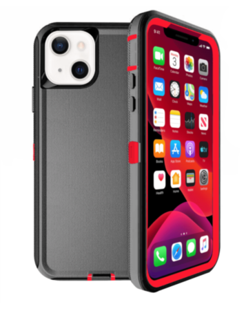 Heavy Duty Case for iPhone 13 Mini (BLACK & RED) (Only Ground Shipping)