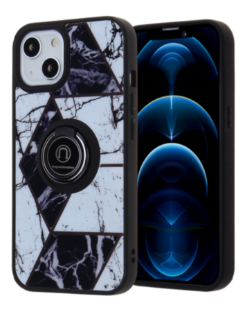 Pattern Design Hard PC Rear / Soft TPU Colorful Border Case with I- ring Holder - Style 4 for iPhone 13 Pro (Only Ground Shipping)