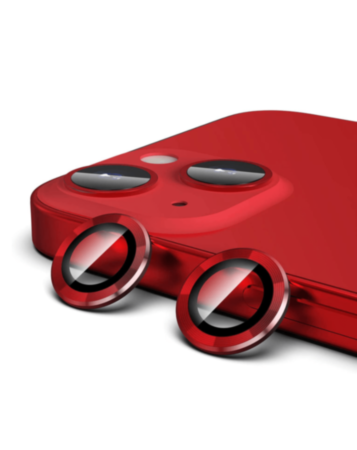 Metal Ring with HD Tempered Glass for iPhone 13 / 13 Mini (RED)