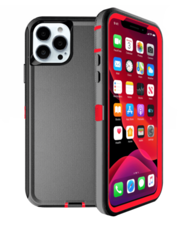 Heavy Duty Case for iPhone 13 Pro (BLACK & RED) (Only Ground Shipping)