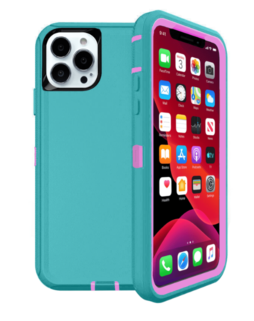 Heavy Duty Case for iPhone 13 Pro (TEAL & PINK) (Only Ground Shipping)