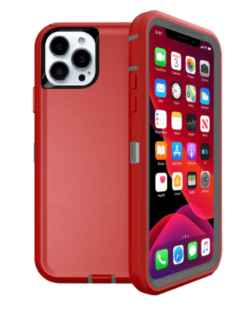 Heavy Duty Case for iPhone 13 Pro (RED & GRAY) (Only Ground Shipping)