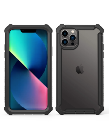 3in1 Hybrid Clear Soft TPU Hard PC Back Cover Case - BLACK for iPhone 13 Pro (Only Ground Shipping)