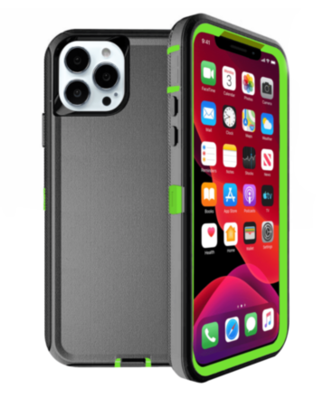 Heavy Duty Case for iPhone 13 Pro Max (BLACK & GREEN) (Only Ground Shipping)