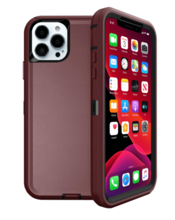 Heavy Duty Case for iPhone 13 Pro Max (MAROON & BLACK) (Only Ground Shipping)