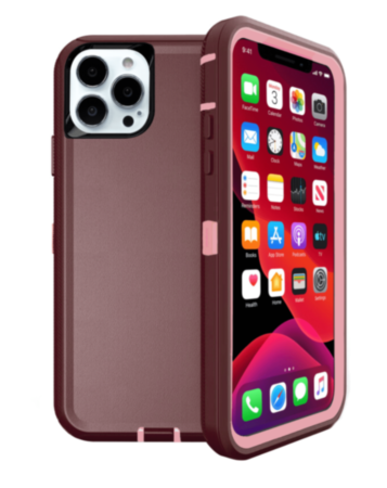 Heavy Duty Case for iPhone 13 Pro Max (MAROON & PINK) (Only Ground Shipping)