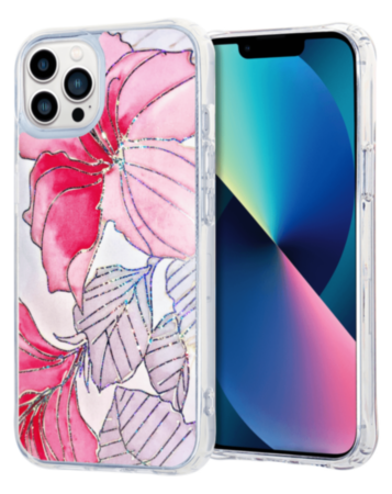 Flower Print Design Hard Clear Case - G06 for iPhone 13 Pro (Only Ground Shipping)