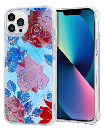 Flower Print Design Hard Clear Case - G08 for iPhone 13 Pro (Only Ground Shipping)