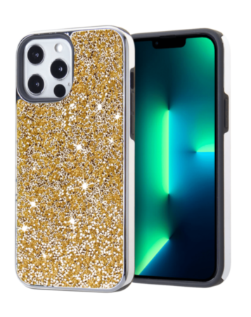 Bling Diamond Dual Layer Protection Case - GOLD for iPhone 13 Pro (Only Ground Shipping)