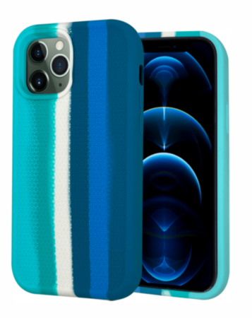 Dual Layer Serrated Case - RAINBOW GREEN for iPhone 7G / 8G / SE 2020 (Only Ground Shipping)