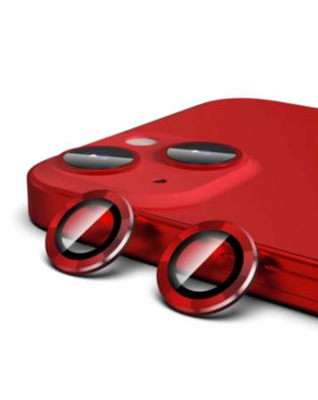 Metal Ring with HD Tempered Glass for iPhone 14 / 14 Plus (RED)
