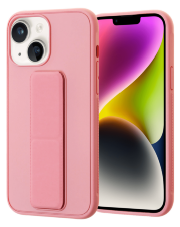 Hand Strap Vertical Magnetic Kickstand Case - PINK for iPhone 14 / 13 (Only Ground Shipping)