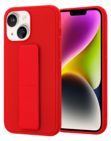 Hand Strap Vertical Magnetic Kickstand Case - RED for iPhone 14 / 13 (Only Ground Shipping)